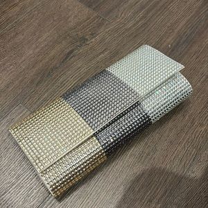 Aldo Tricolour Rhinestone Clutch with Crossbody Chain